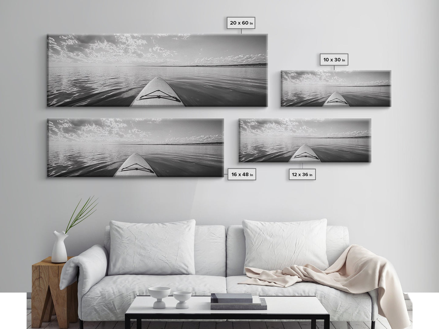 Paddleboard Ocean View, Tranquil Water Scene, Minimalist Adventure, Canvas Print, Coastal Wall Art, Calming Decor, Bedroom Zen Style