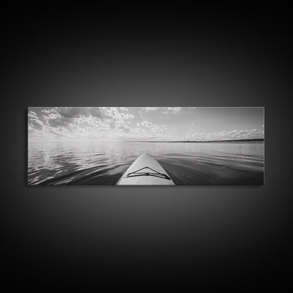 Paddleboard Ocean View, Tranquil Water Scene, Minimalist Adventure, Canvas Print, Coastal Wall Art, Calming Decor, Bedroom Zen Style