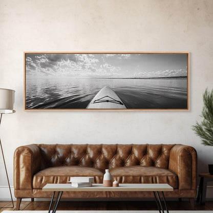 Paddleboard Ocean View, Tranquil Water Scene, Minimalist Adventure, Canvas Print, Coastal Wall Art, Calming Decor, Bedroom Zen Style